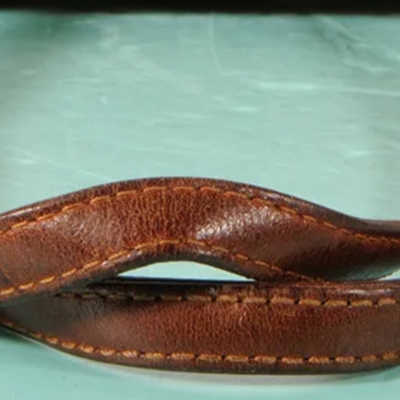 MCM Authentic Visetos  Shopper Tote Bag Yellow Gold Cognac Brown Blue Striped - Picture 9 of 16